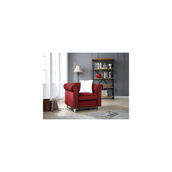 Chair - Burgundy Velvet Accent Seating