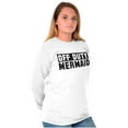 thumbnail image 3 of Off Duty Mermaid Funny Beach Swim Women's Long Sleeve T Shirt Brisco Brands S, 3 of 5