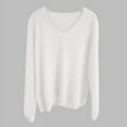 thumbnail image 2 of ShomPort Fall V Neck Sweater for Women Loose Solid Color Long Sleeve Knitted Jumper Pullover Tops, 2 of 4