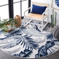 thumbnail image 3 of SAFAVIEH Cabana Rosario Botanical Indoor/Outdoor Area Rug, Ivory/Navy, 6'5" x 6'5" Round, 3 of 12