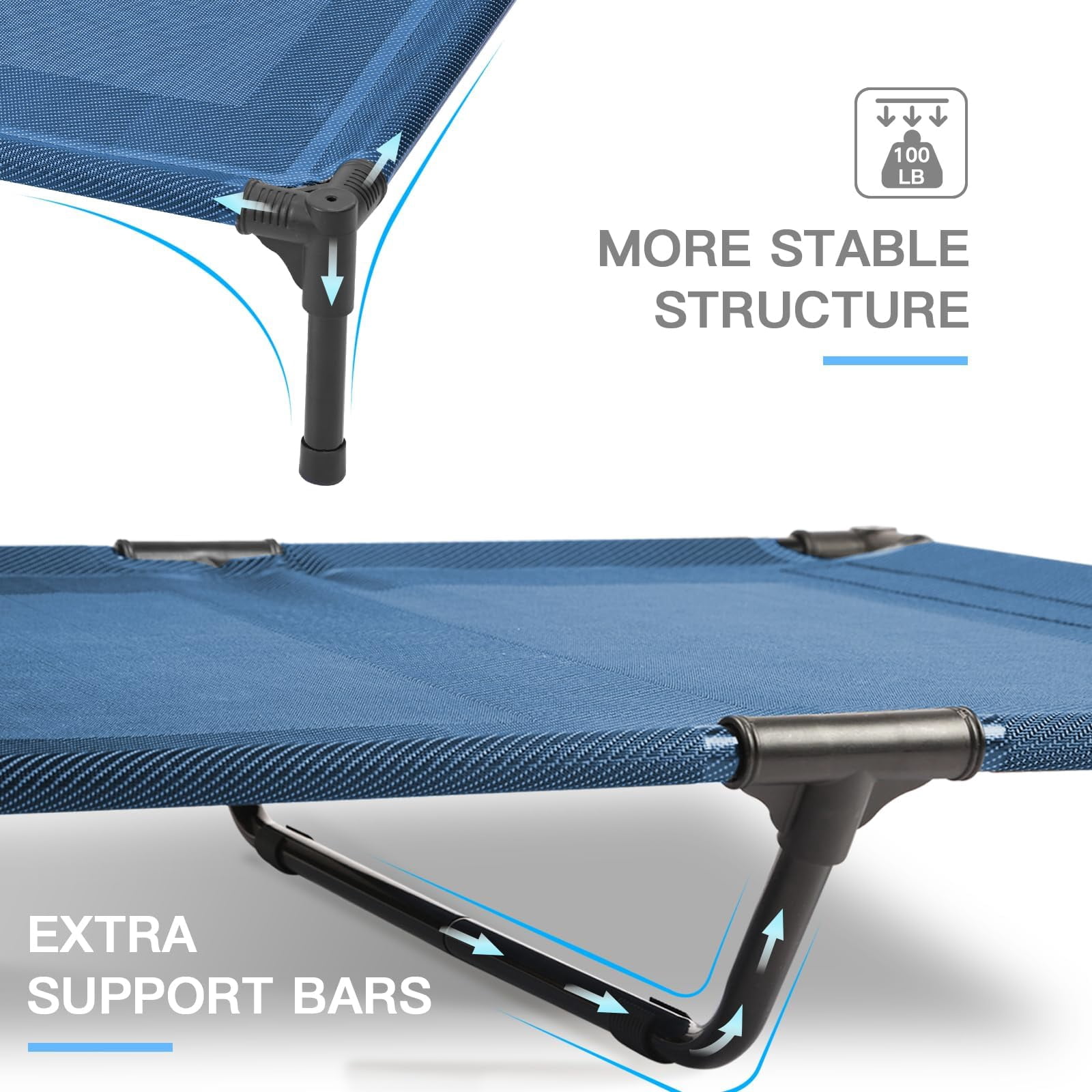 Elevated Dog Bed Waterproof Outdoor  Portable Raised Beds Off The Floor Dogs Easy Clean Indoor Or Use Medium Blue