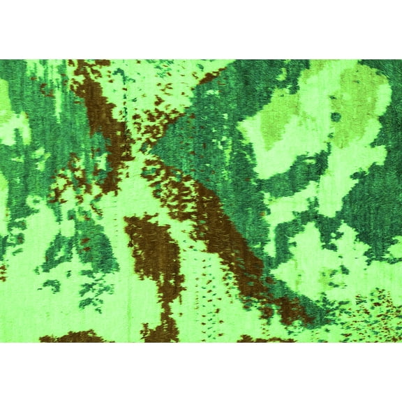 Ahgly Company Indoor Rectangle Abstract Green Modern Area Rugs, 5' x 7'