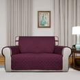 thumbnail image 2 of Housse de Sofa Matelassée Réversible, Protège-Meubles Résistant à l'Eau, Housse de Canapé Lavable avec Mousse Antidérapante et Sangles Élastiques pour Enfants, Chiens, Animaux (Causeuse, Bordeaux/beige), 2 of 7