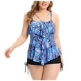 thumbnail image 2 of Feimerou Women Plus Size Tankini Swimsuits Two Piece Flowy High Waisted Tummy Control Bathing Suits for Older Women with Boyshorts, 2 of 9