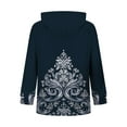 thumbnail image 6 of JTZGDY Womens Full-Zip Fleece Hoodie Sweatshirts Lightweight Casual Striped/Plaid/Floral/Color Block Print Drawstring Long Sleeve Hooded Ouwear Jackets with Pockets Fashion Outfit Clothes Blue#03 XL, 6 of 7