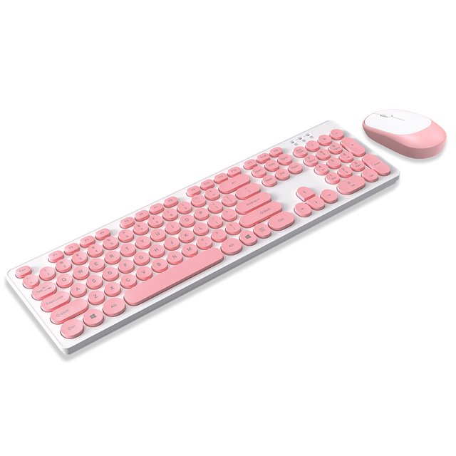 Combo T-WOLF TF770 2.4G Wireless Keyboard Mouse Combo Punk Round Keycap Comfortable Mute Typing Wide Compatibility Pink