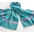 thumbnail image 4 of Cacala 100% Cotton Pestemal Turkish Striped Bath Towel, 37 x 70", Aqua/Purple, 4 of 4