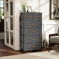 thumbnail image 2 of Fabric Dresser for Bedroom, Tall Skinny Dresser with 6 Drawers, Storage Organizer Tower, Steel Frame Wooden Top for Closet, Living Room, Hallway, Nursery(Grey), 2 of 9