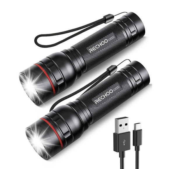 Linterna RECHOO G1000 recargable de altos lúmenes, paquete de 2
