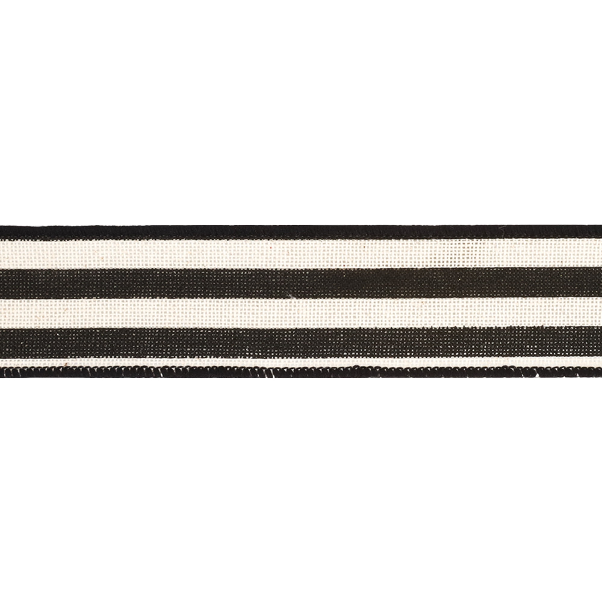 LaRibbons 1 1/2" Wired Ribbon "Striped" Black/White, 10 Yard Roll