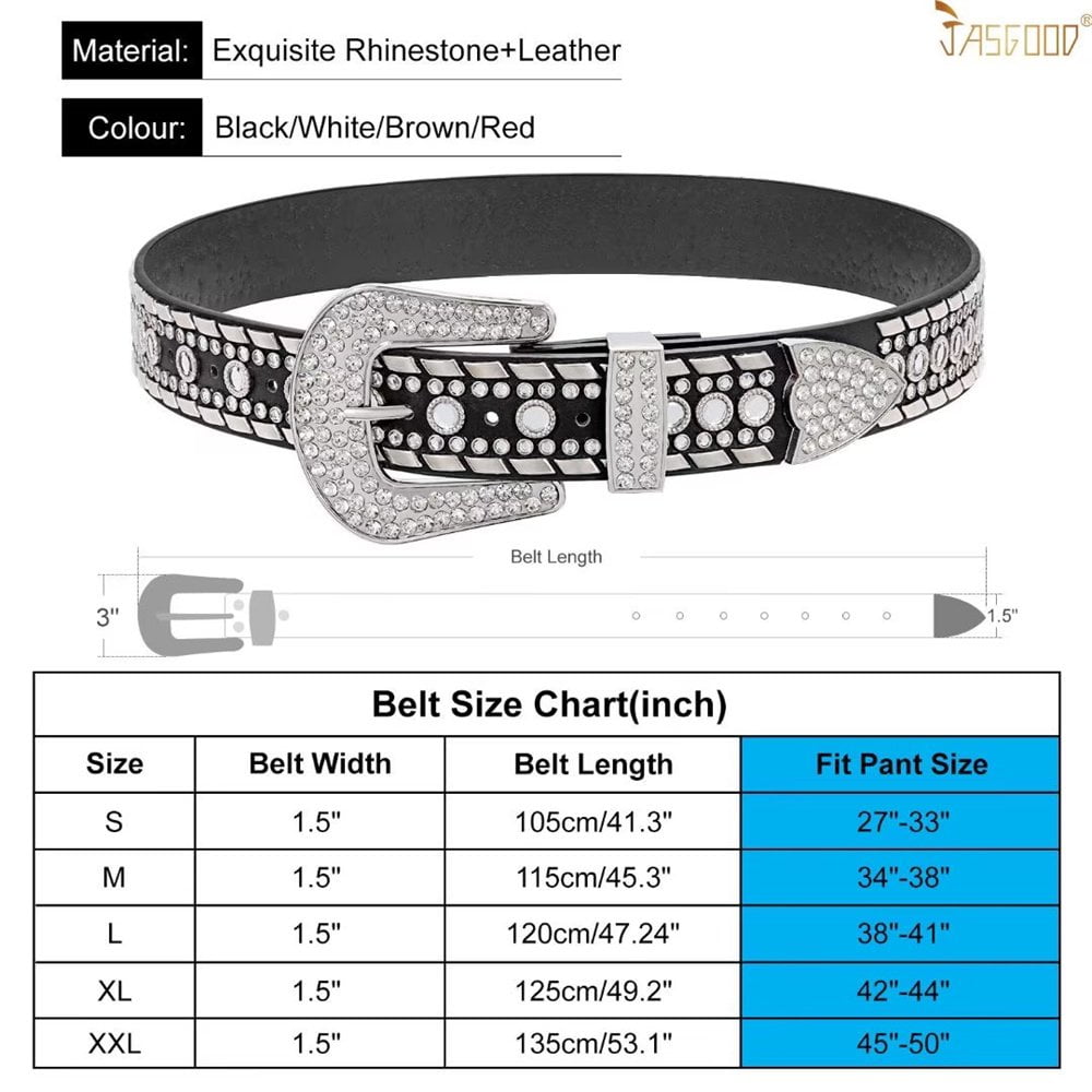 Ceintures Western pour Femmes en Strass Ceinture en Cuir Cloutée