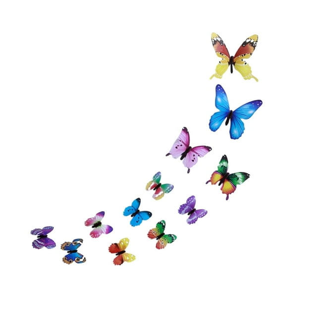12 pegatinas de pared de mariposas luminosas 3D, decoración de pared, decoración decorativa del hogar, pegatinas de arte de pared para habitación infa Vistoso