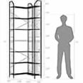 thumbnail image 2 of Estantería de Esquina en Forma de L de 86 in, Librero Alto de 7 Niveles con Estructura de Metal, Patas Ajustables, Correas Anti-vuelco, Repisas Resistentes Al Agua, Negro+natural, 2 of 7