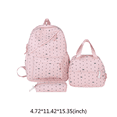 thumbnail image 2 of Polka Dot Bow Backpack Set, Water Resistant Bookbag with Lunch Box and Pencil Case, Nylon Laptop Backpack for Outdoor College (Pink), 2 of 10
