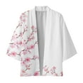 thumbnail image 3 of Men Shirts Cherry Flower Kimono Half Sleeve Blouses Elegant Loose Soft Cardigan Hawaiian Shirt for Men White XXL, 3 of 7