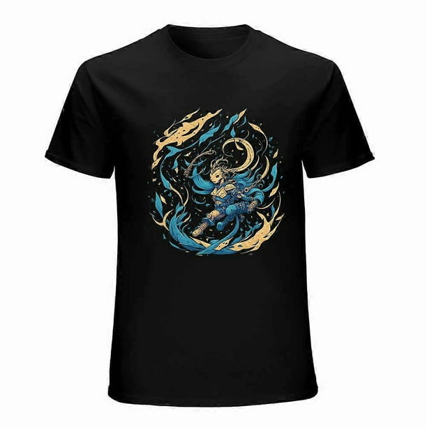 A young man riding the wind and waves T-shirt Mysterious pattern Mythological T-Shirt Unisex tees