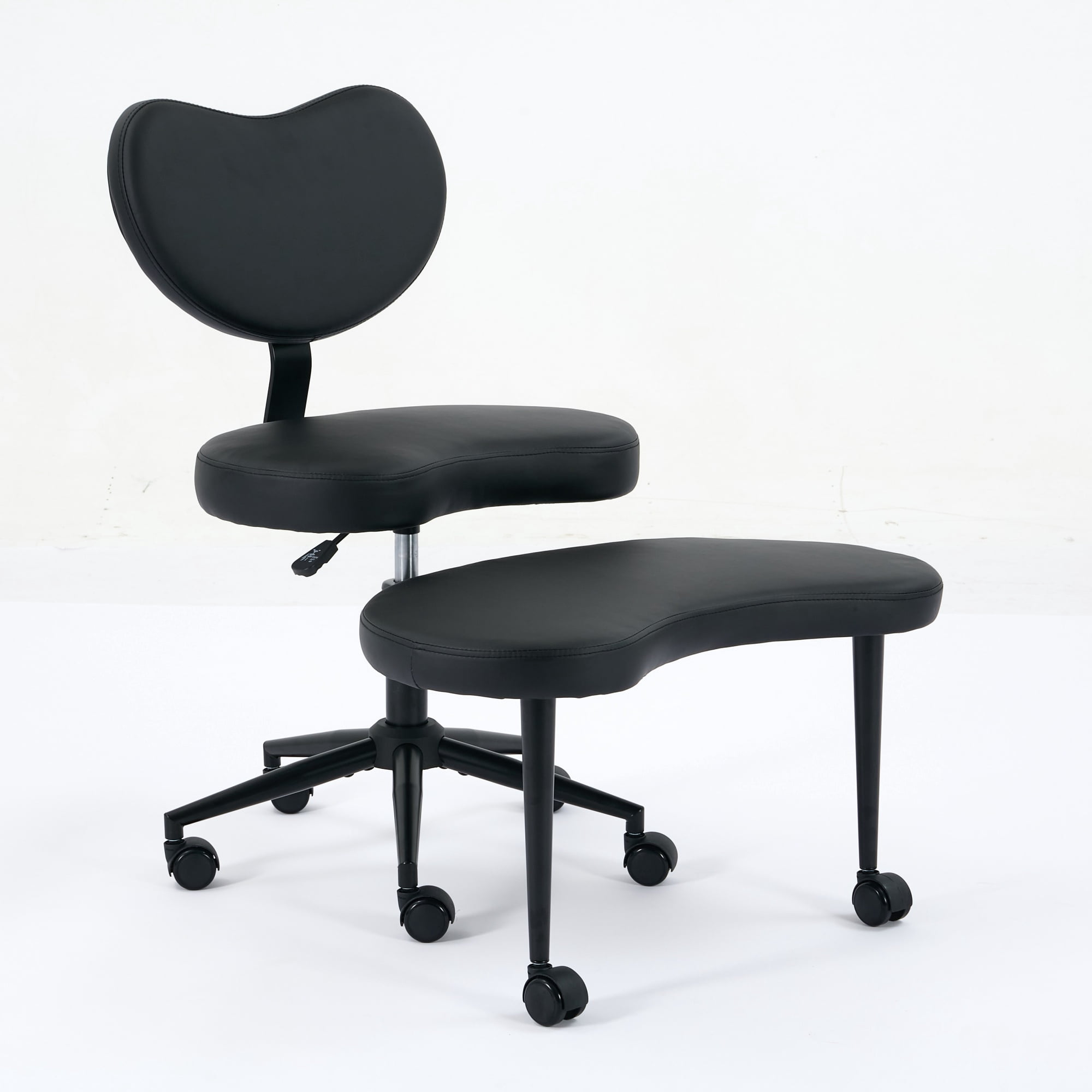 Meditation Chair Plus, Cross Legged Chair with Wheels, ADHD Chair, Criss Cross Desk Chair with Lumbar Support and Adjustable Stool, Flexible Design for Fidgety Sitters, Black