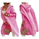 thumbnail image 3 of Cárdigan para Mujer, Holgado, con Capucha, Informal, de Larga, Color Liso, con Estampado de Letras, para Exteriores Rosa Roja M, 3 of 7