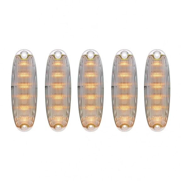 6 LED Cab Lights for 2008-2017 Freightliner Cascadia - Amber LED/Clear Lens
