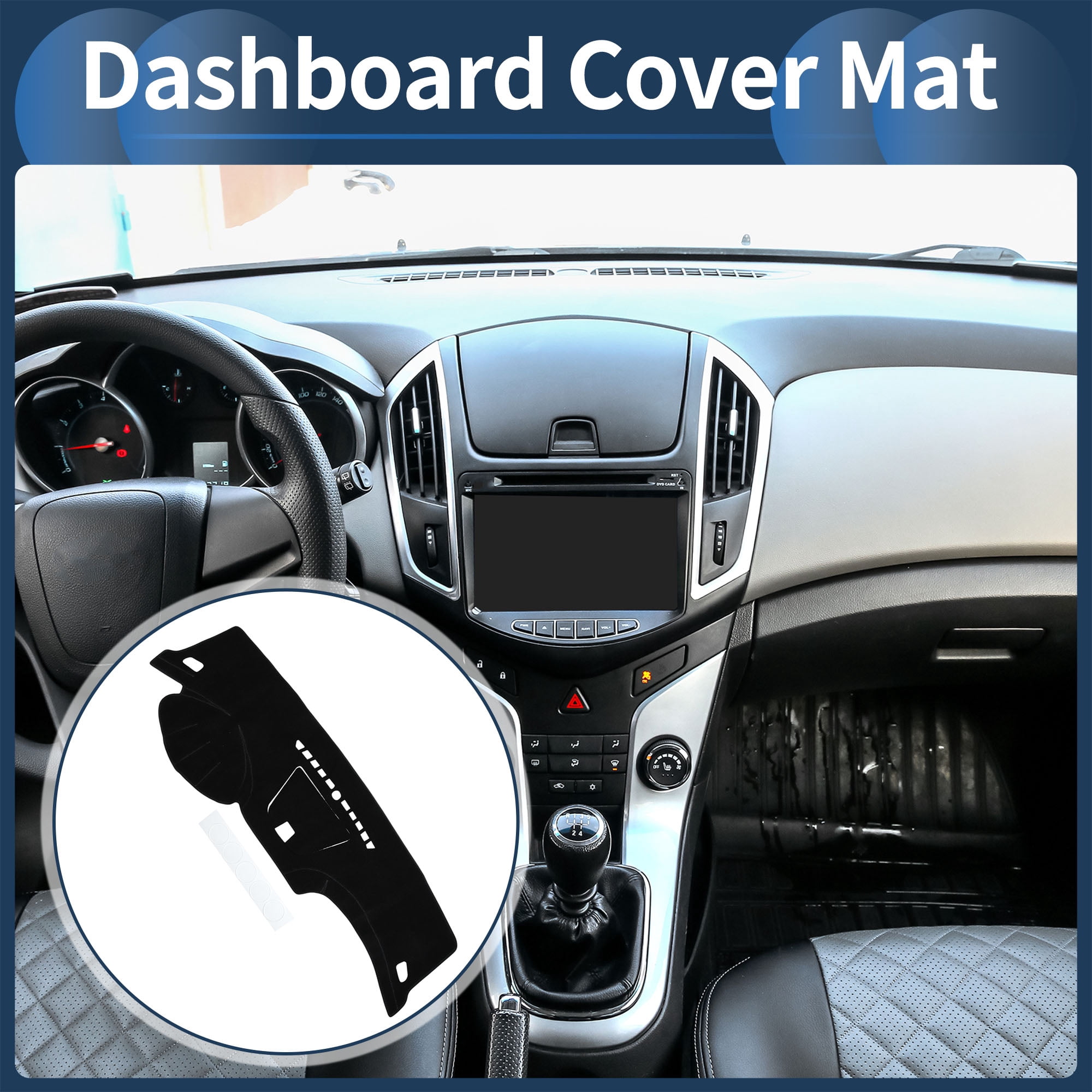 Dashboard Cover Dash Cover Mat Carpet for Chevy Cruze 2008-2015 Polyester Black
