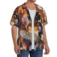 thumbnail image 2 of Yiaed Abstract Lion Painting Print Mens Casual Wrinkle Free Shirts Short Sleeve Button Down Summer Stretch Dress Shirt-X-Large, 2 of 5