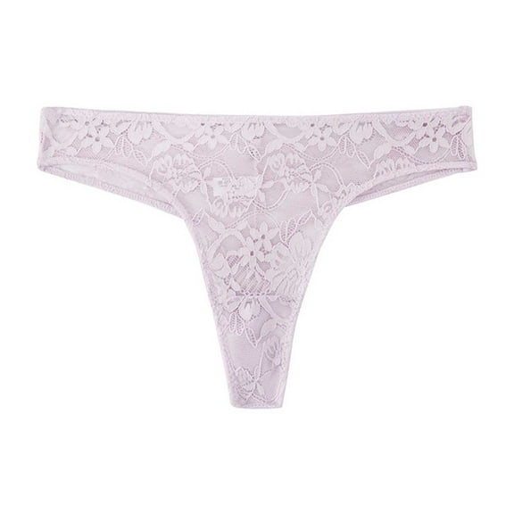 Bovxnpu Womens Underwear Plus Size Panties, Lace Thongs for Women No Show Thong Underwear, Women's Lace Flowers Embroidered Cotton Crotch Low Waist Thong Underwear S