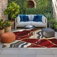 thumbnail image 2 of Red Marble Outdoor Rug for Patio/Deck/Porch, Non-Slip Large Area Rug 5 x 7 Ft, Grey Gold Texture Vintage Farmhouse Art Indoor Outdoor Rugs Washable Area Rugs, Reversible Camping Rug Carpet Runner, 2 of 8