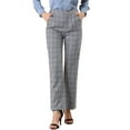 thumbnail image 1 of Pantalones a cuadros casuales para mujer, bolsillos, pierna recta, trabajo, oficina, pantalones Gris oscuro L, 1 of 6