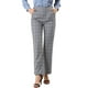 thumbnail image 1 of Pantalones a cuadros casuales para mujer, bolsillos, pierna recta, trabajo, oficina, pantalones Gris oscuro L, 1 of 6