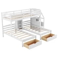 thumbnail image 5 of Harper & Bright Designs Triple Bunk Bed with Stairs and Storage Drawers, Twin over Twin & Twin Triple Bunk Beds with Shelves, Wooden 3 Bed Bunk Beds, White, 5 of 12