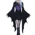 thumbnail image 1 of De Vestido gótico de alas de murciélago negras para mujer con estampado de corazones, disfraz de Halloween, ropa de fiesta, moda gótica, 1 of 5