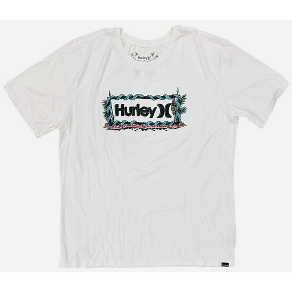 Hurley Men's T-Shirt Everyday Headhunter Short Sleeve Crewneck Tee (Large, White)