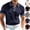 #03 Navy, variant on Men's Ribbed Knit Polo Shirt Summer Short Sleeve Contrast Trim Collar Cuffs Button Placket Casual Beach Golf Tops, #03 Wine, XL