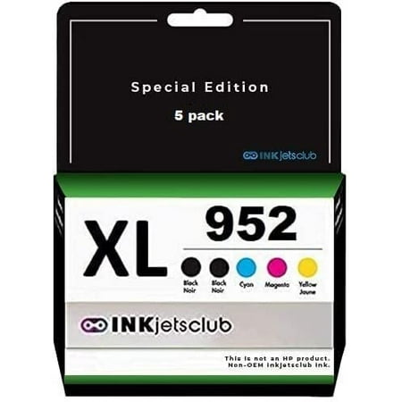 HP 952 XL High Yield Compatible (5 Pack) Printer Ink Cartridges. 2x Black & 1 x Cyan / Magenta / Yellow. Works with HP Officejet Pro 7740 8210 8710 8715 Printers (No Ink Level)
