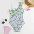 thumbnail image 4 of mgoYE Girl Swimsuit Size 6 Girls One Piece Swimsuits Cutout Ruffle Bathing Suit Summer Beach Swimwear with Adjustable Strap(Green,11-12 Years), 4 of 7