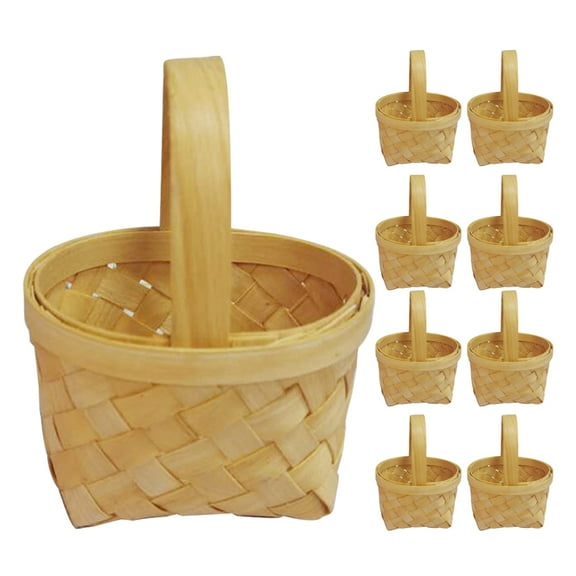 HEMOTON 12pcs Mini Wicker Baskets for Crafts Wedding Table Decor Bridal Shower Tiny Handwoven Flower Basket Decorations