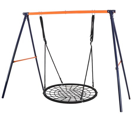 40  Metal Swing Frame + Web Swing Set - Safe PE Rope - Large Size for Kids - Patio Fun and Entertainment