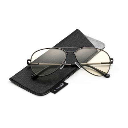 Kids Teens Blue Light Blocking Glasses - Anti Eyestrain - Computer Video Gaming Eyeglasses for Boys & Girls - Stylish Aviator Metal Frame with Spring Hinge Gaming Glasses