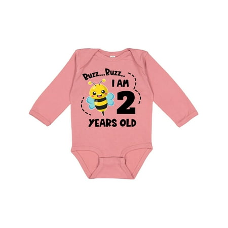 

Inktastic Buzz Buzz I am 2 Years Old Cute Bee Gift Baby Boy or Baby Girl Long Sleeve Bodysuit