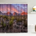 thumbnail image 4 of Lalilo 4 Pcs Red Sky Blue Shower Curtain Sets with Rugs for Bathroom Decor,Sunrise Red Rock Canyon Bathroom Curtain Set with Mats, 4 of 6
