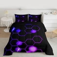 thumbnail image 2 of Homewish Geometric Honeycomb 3 Pieces Queen Comforter Set for Teens Boys Girls,Abstract Gradient Hexagon Ultra Soft Bedding Sets,Purple Blue Bedding Comforter Set Breathable,Lightweight Room Decor, 2 of 8