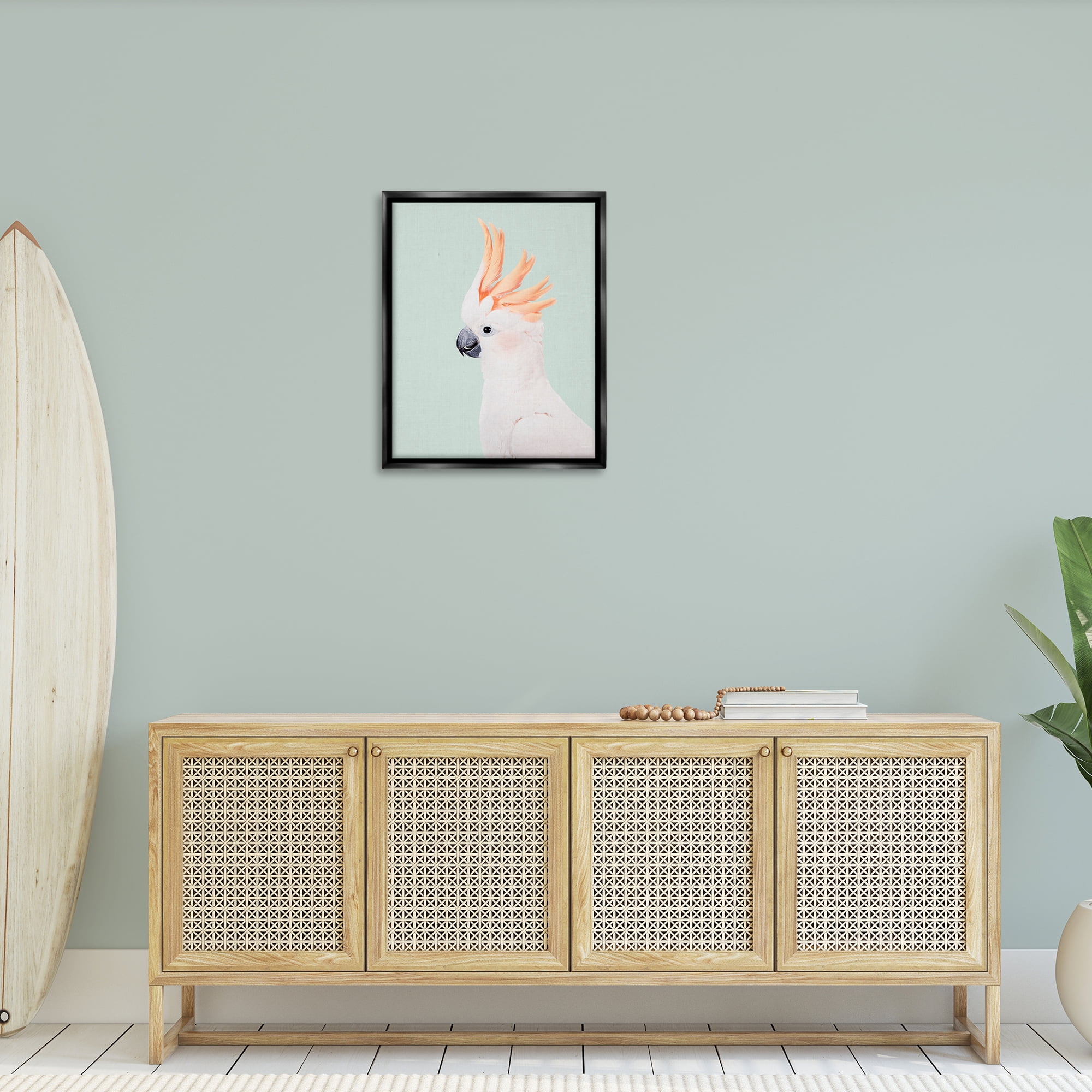 Stupell Industries White Cockatoo Portrait Animals Painting Black Floater Framed Canvas Art Print Wall Art, 25 x 31