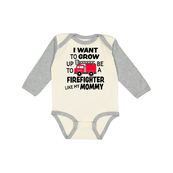 Inktastic I Want to Grow Up to Be a Firefighter Like My Mommy Boys or Girls Long Sleeve Baby Bodysuit