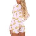 thumbnail image 2 of LMLYSoH Women's Sexy High Waist Playsuit, Casual Pattern Printing Romper, Long Sleeve Short Pants Home Clothing, 2 of 9