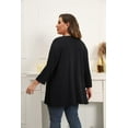 thumbnail image 4 of Daystry Plus Size Cardigan for Women 3/4 Sleeve Casual Open Front Light Cardigan Black-3X, 4 of 9