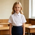 thumbnail image 6 of Toddler Kids Girls Boys Shirt Tops Short Sleeve Cute Shirt Folded Hearts Pleats Schoolwear Button Front Tee Top Tshirt Tops 2-3 Years, 6 of 9