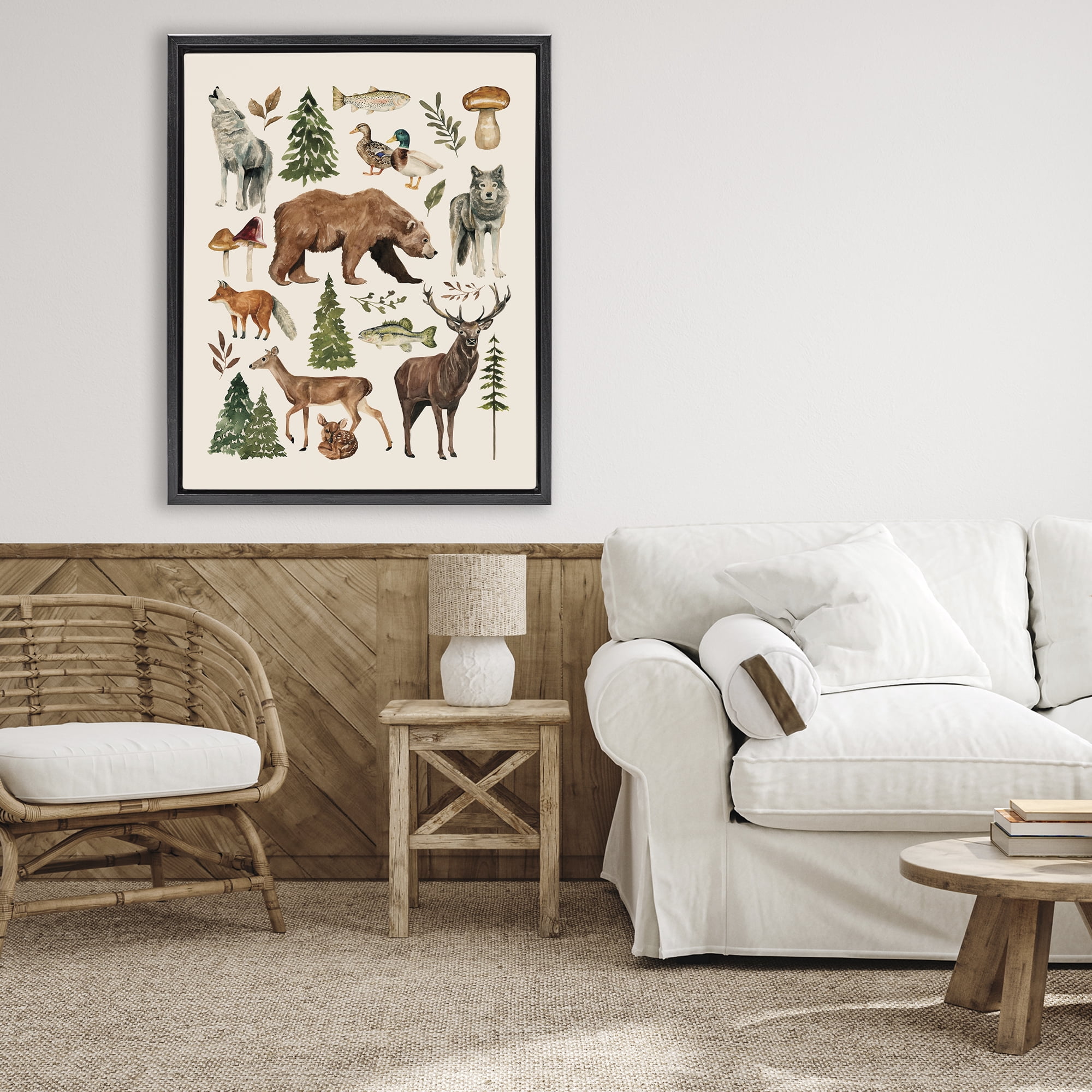 Stupell Industries The Wild Wood Animals Black Framed Floater Canvas Wall Art, design by Bethany Sandoval