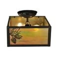 thumbnail image 3 of Meyda Tiffany 23211 10" Square Balsam Pine Flush Mount Ceiling Fixture - Bronze, 3 of 6