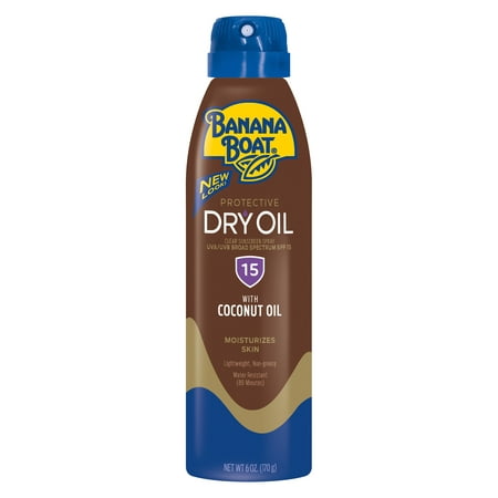 Banana Boat Dry Oil Clear Sunscreen Spray SPF 15, 6 (Best Sunblock For Tanning)
