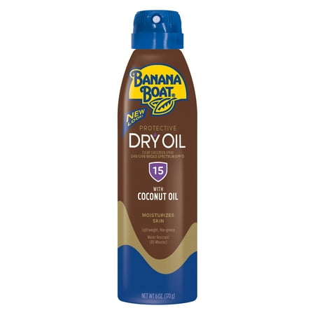 Banana Boat Dry Oil Clear Sunscreen Spray SPF 15, 6 (Best Spf For Tanning And Protection)